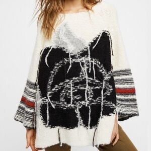 Free People Black and Cream Knit Sweater